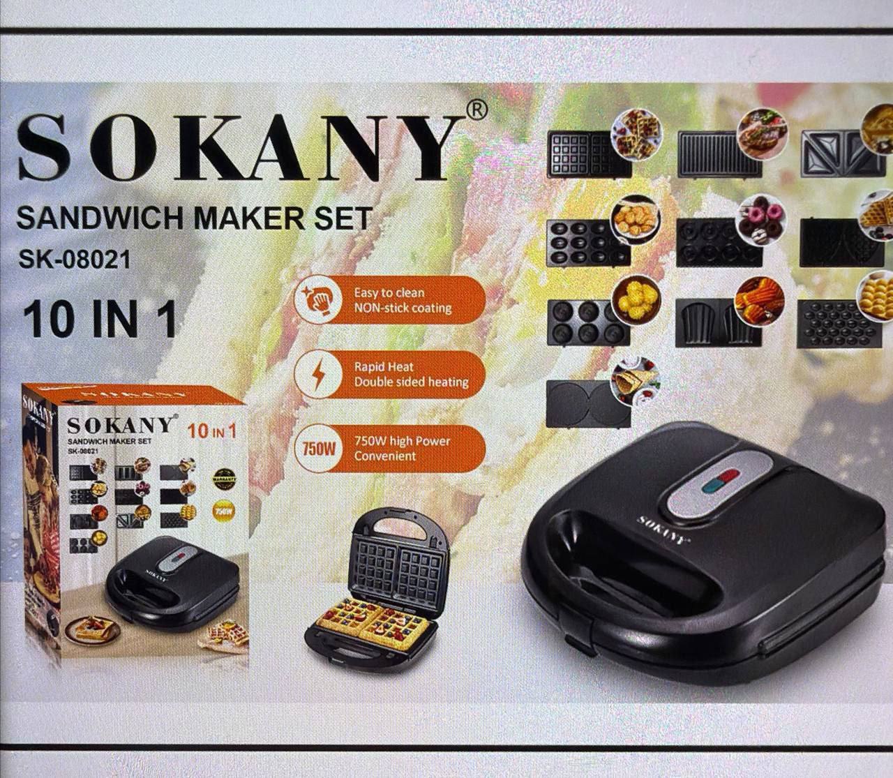 Sokany 10-in-1 Sandwich Maker Set