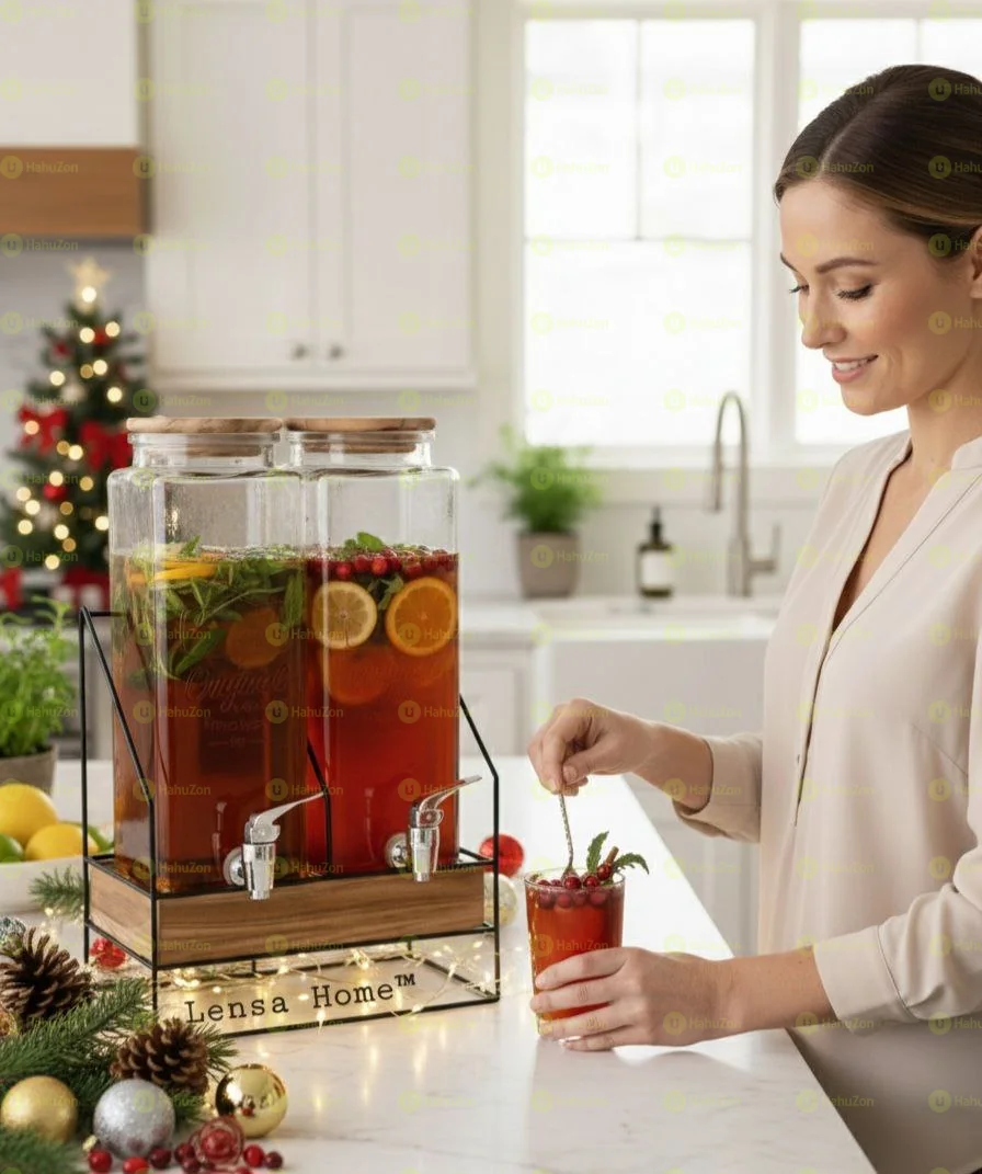 Dual Jar Glass Juice Dispenser