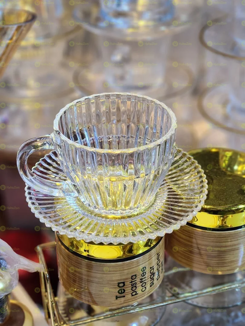 ጎልደን ጠርዝ የሌለው የሻይ ብርጭቆ