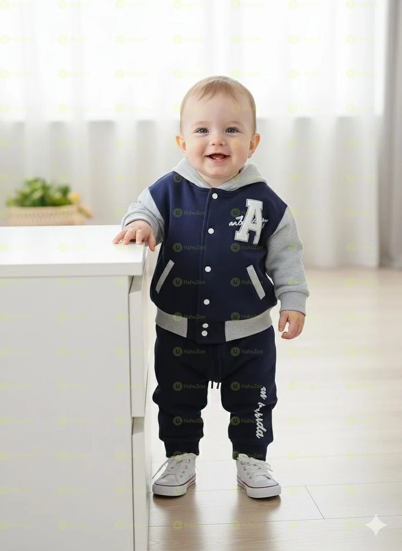 Toddler Boys Color Block Hoodie Jacket and Pant Set