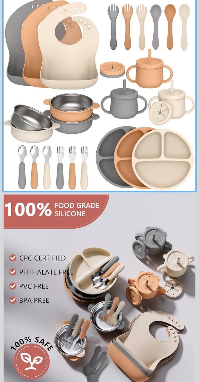 9 piece Silicone Baby Feeding Set