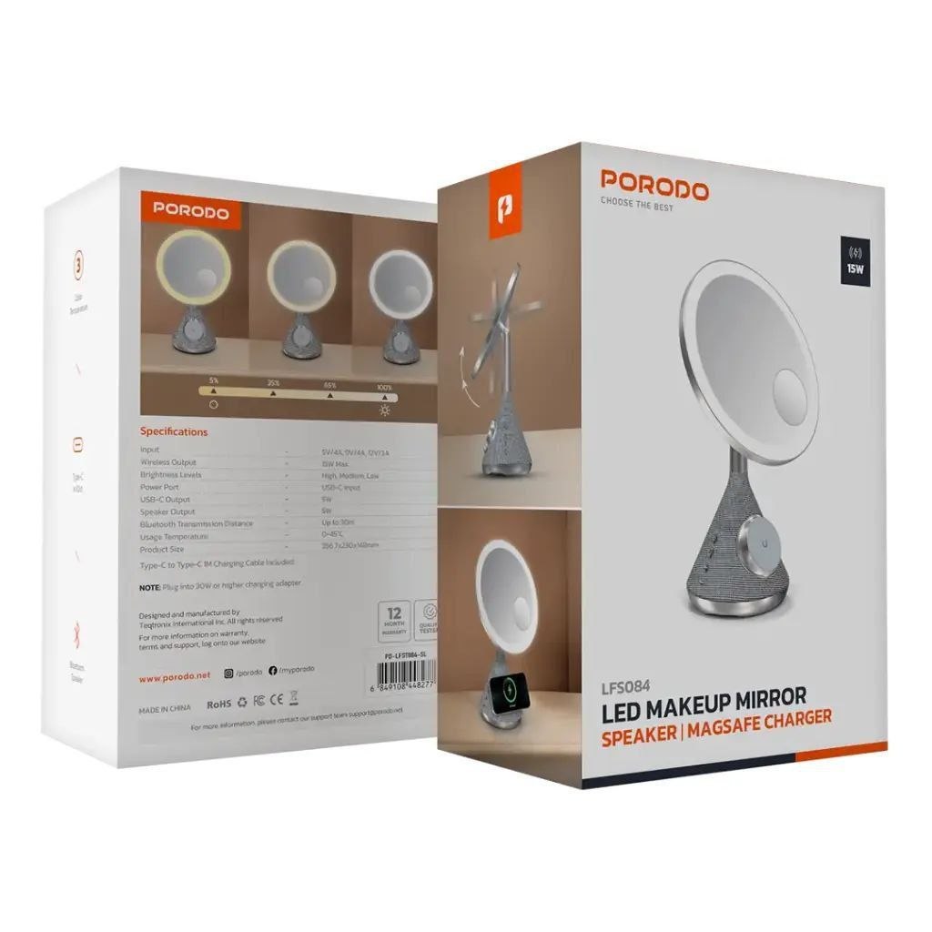 Porodo 4-in-1 LED Makeup Mirror