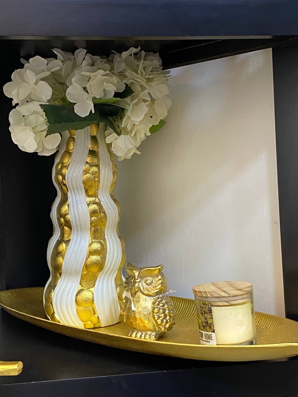 Golden and White Ceramic Vase