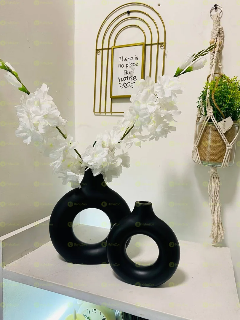 Set of 2 Unbreakable Ceramic Look Acrylic Vase