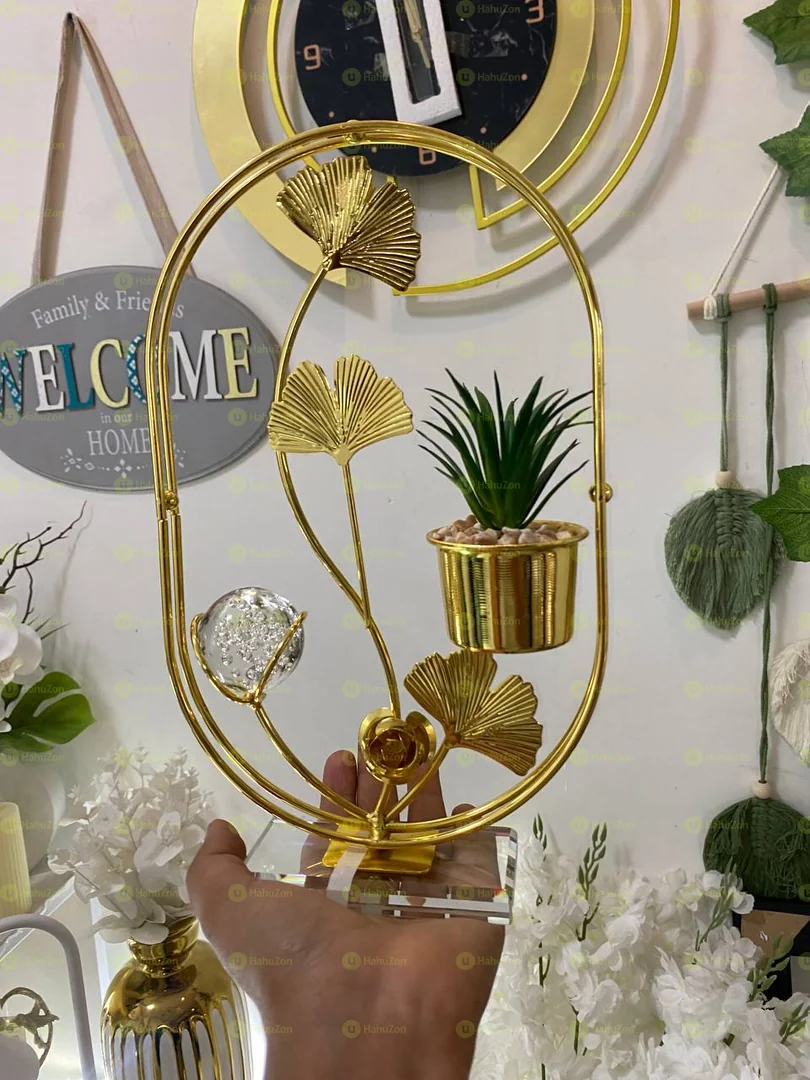 Elegant crystal Ball and Plant Decorative