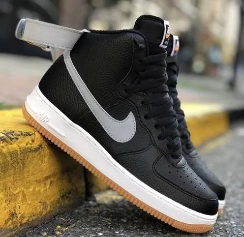 Nike Air Force 1 07 Mid Premium Leather Black White Men's Shoes
