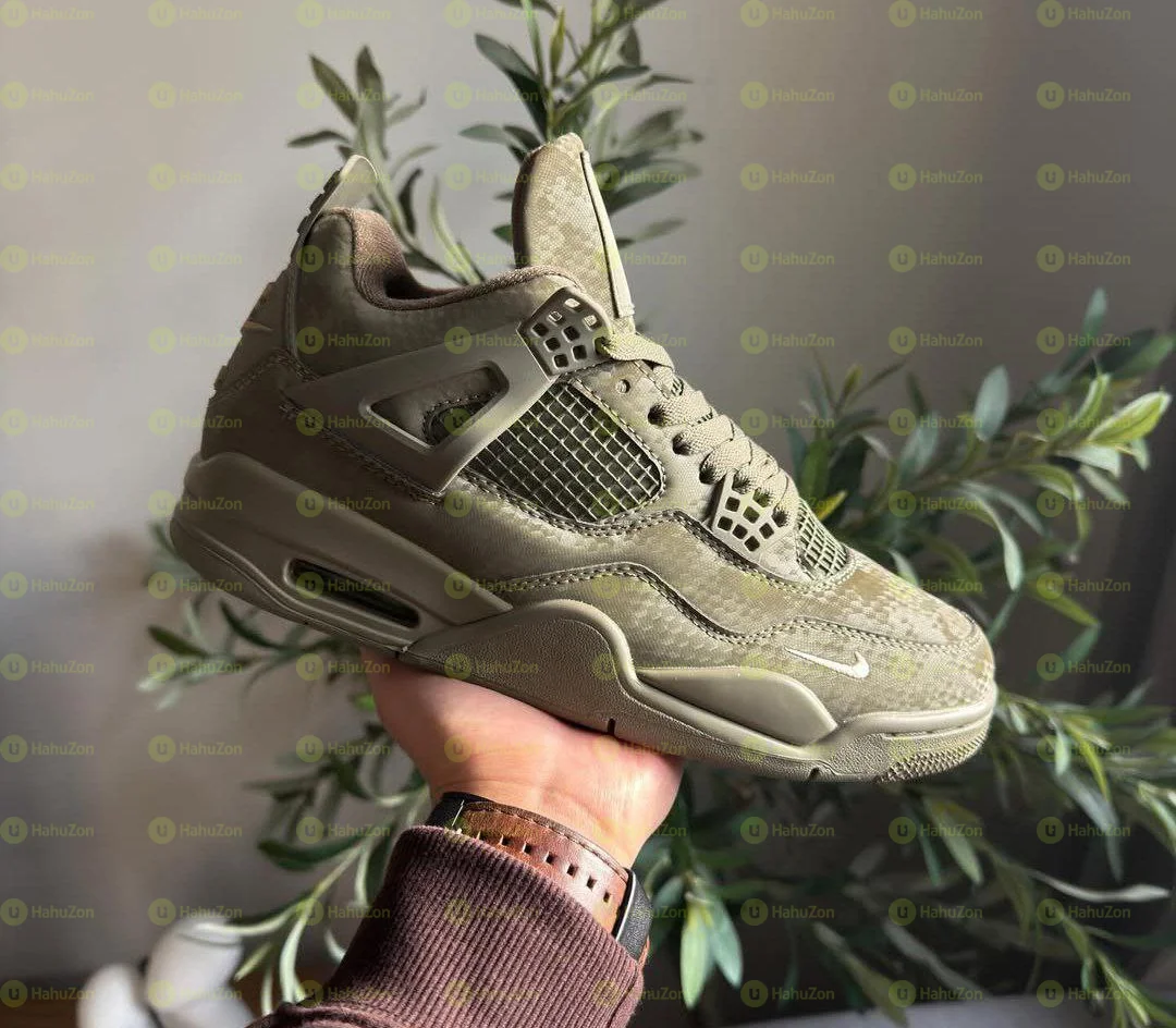 Air Jordan 4 Retro x Nigel Sylvester Bike Snakeskin Mamba ARMY GREEN Men's Shoes