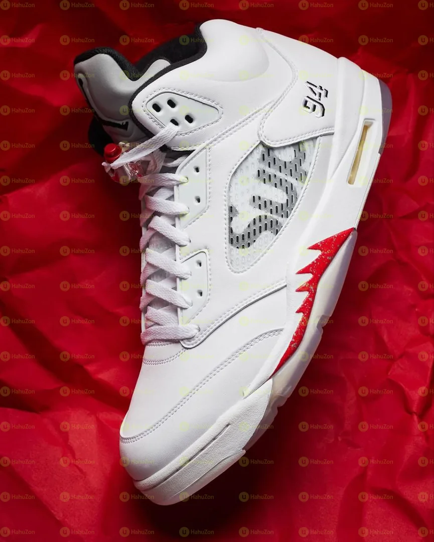 Supreme x Air Jordan 5 Retro White Men's Shoes
