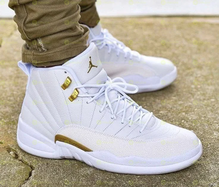 Air Jordan 12 Retro x OVO JM White Metallic Gold Men's Shoes