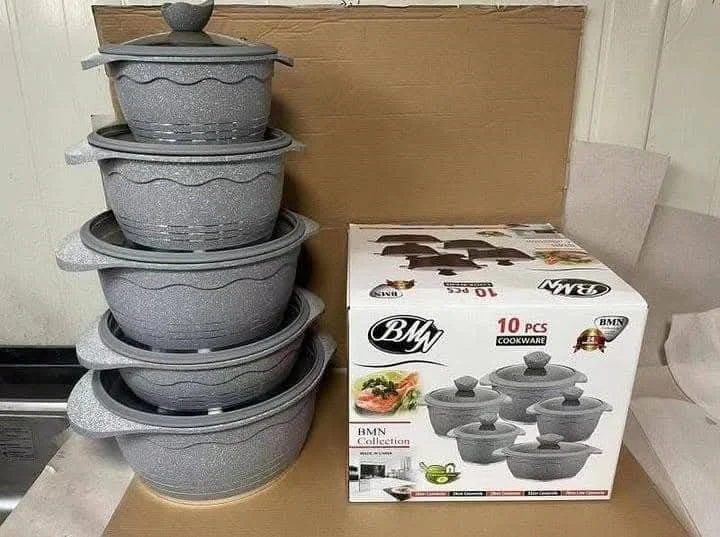 BMN 10 Pcs Heavy Duty Cookware Granite Set