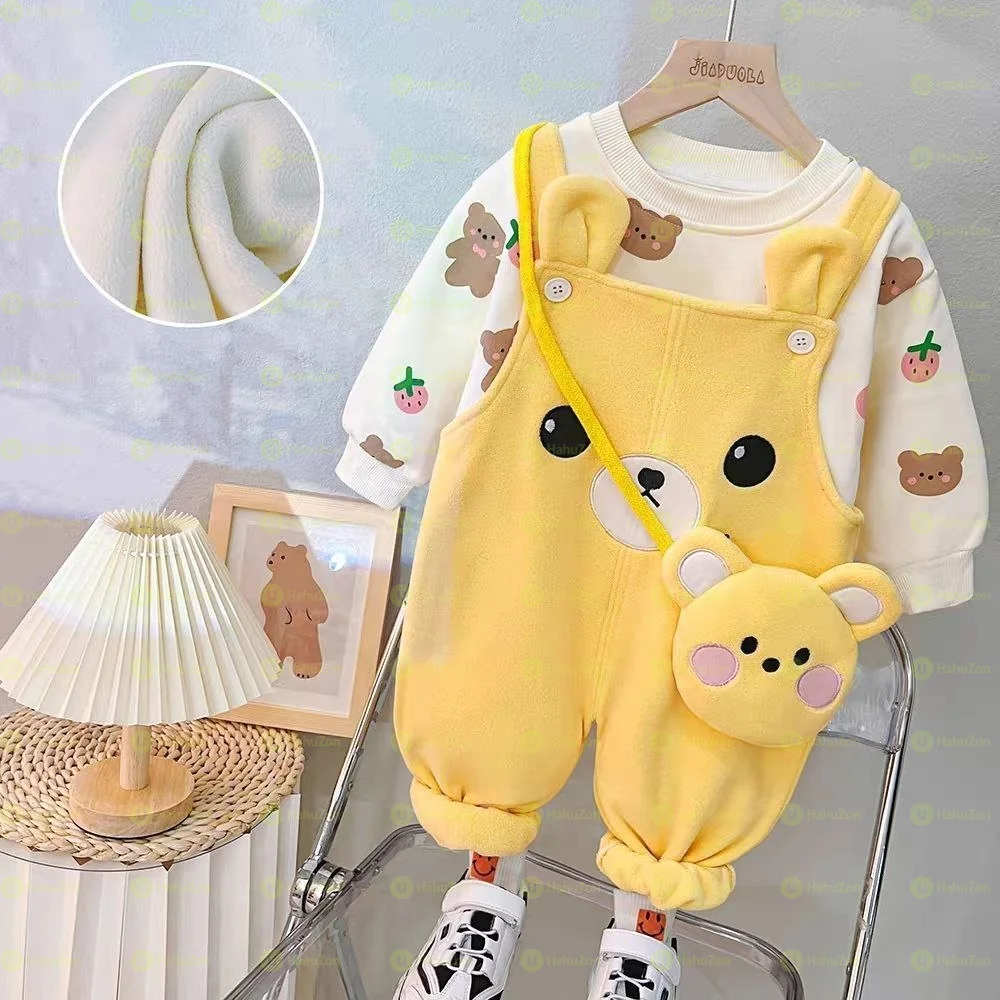 3 Piece Set Casual Overall and Top Set