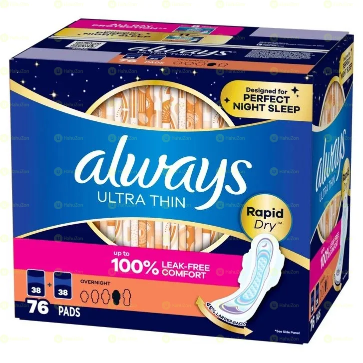 Always Ultra Thin Size 4  Overnight Pads With Wings