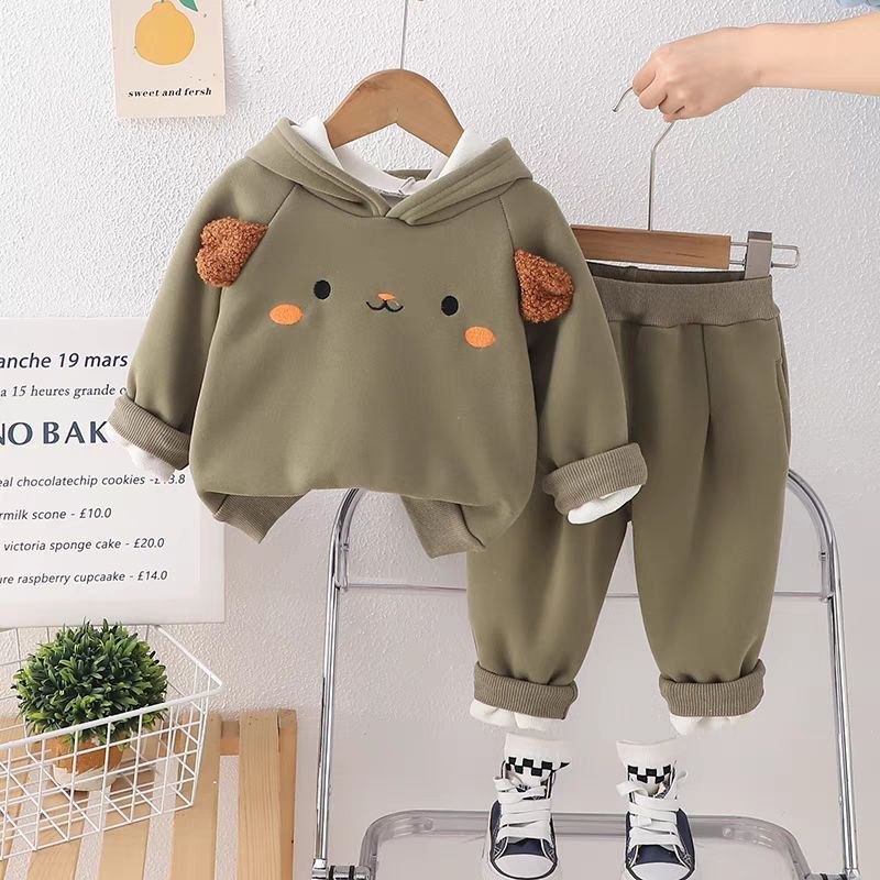 Unisex Thick Velvet Hooded and Pant Set