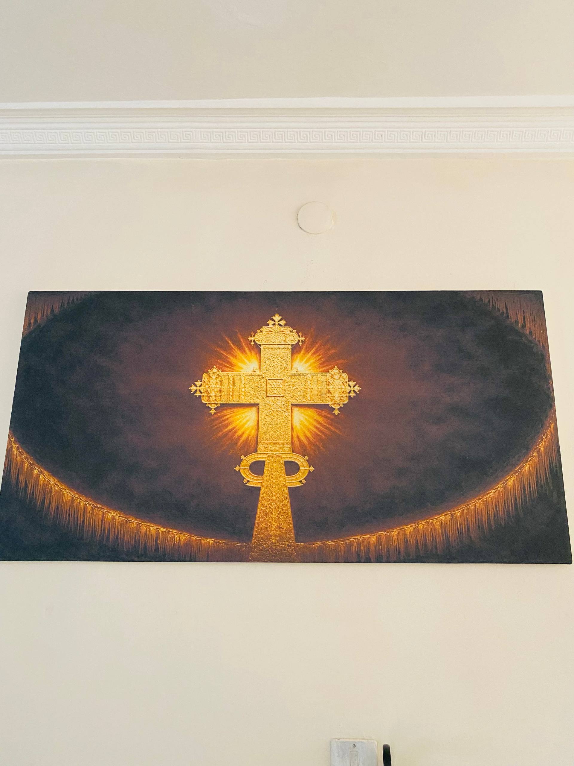 Beautiful Ethiopian Cross on Canvas