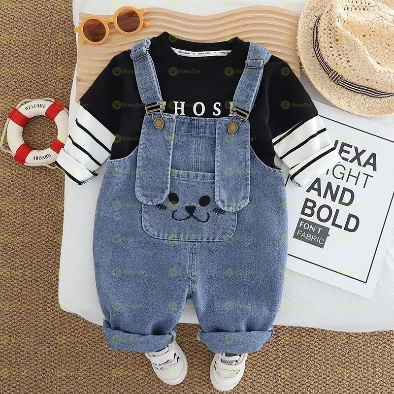 Unisex Jeans Overall with Long Sleeve Tshirt