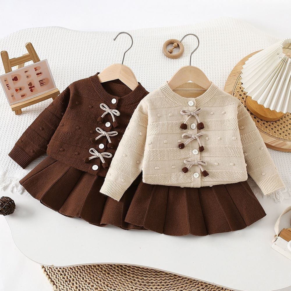 Girls Two Piece Sweater Top and Skirt Set