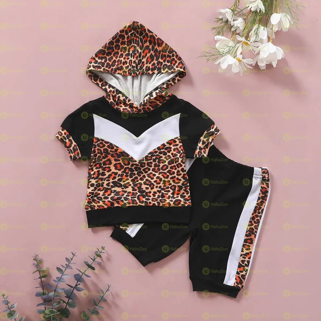 2pcs Baby Unisex Short-sleeve Hooded