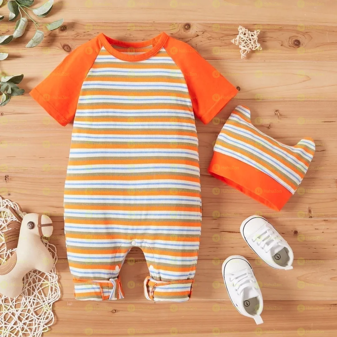 2pcs Short-sleeve Baby Jumpsuit Set