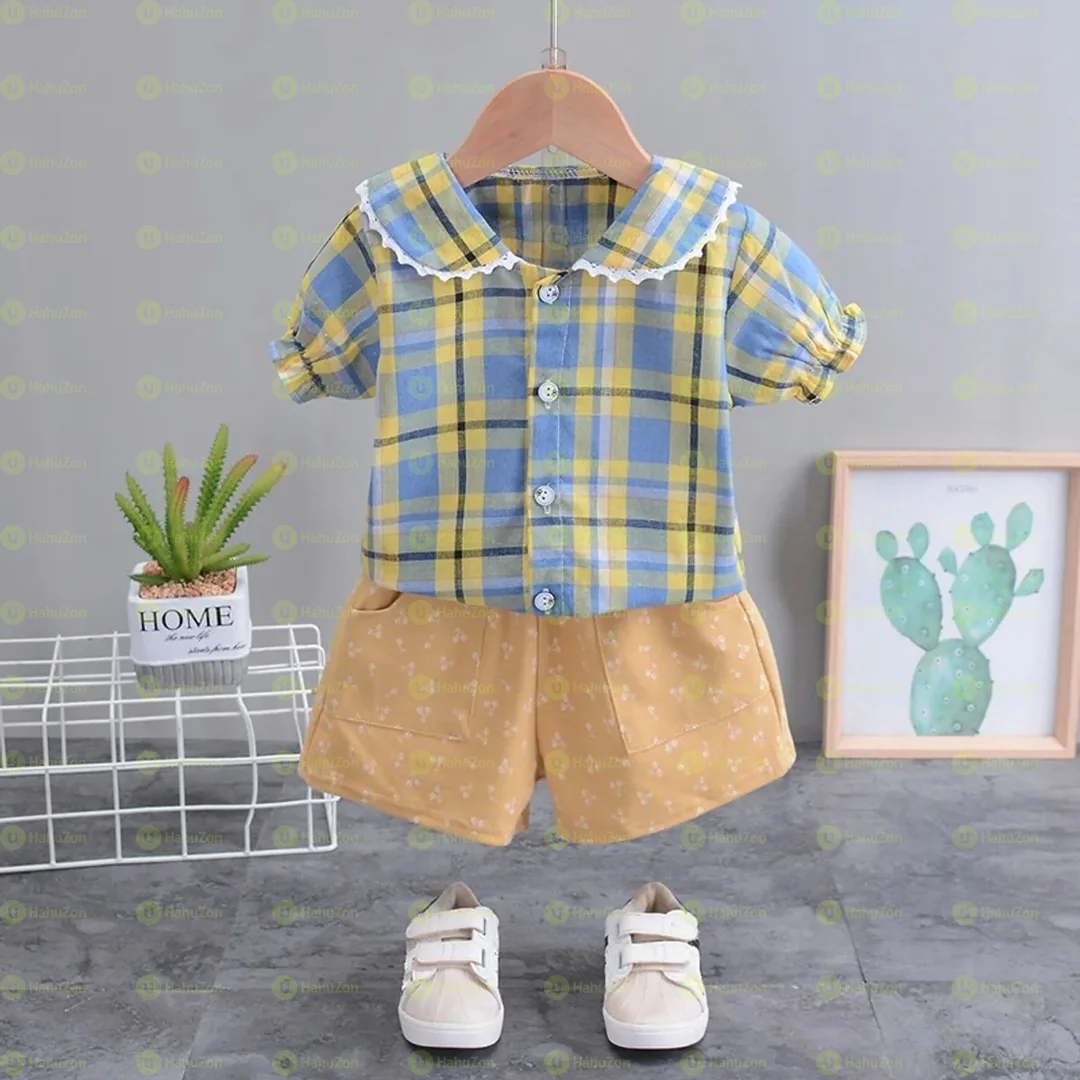 Baby Girl Sweet Plaid Baby's Sets