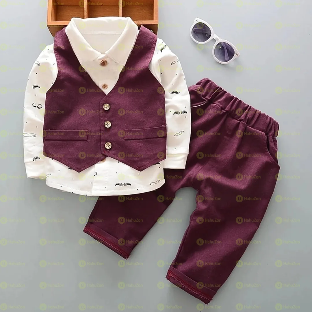 Three-Pieces Long-sleeve Causal Baby Party Set
