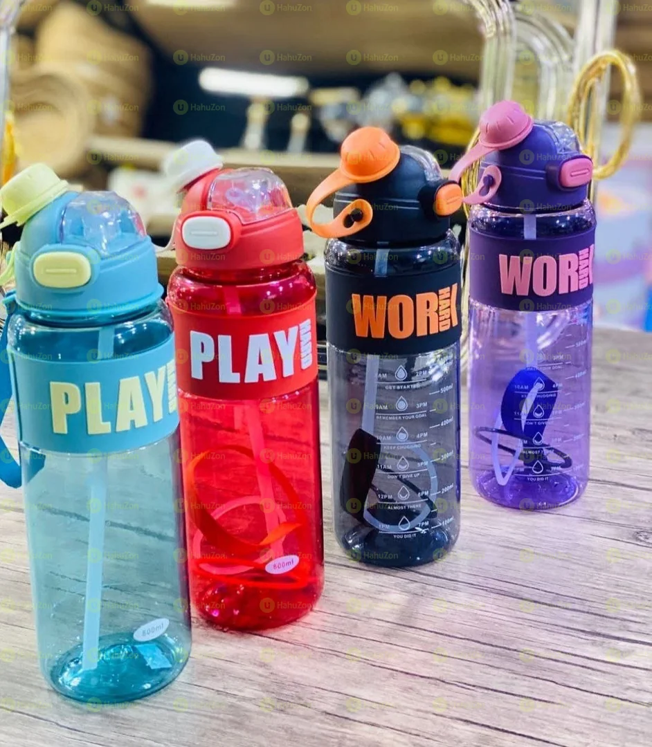 Water Bottle With and Without Straw