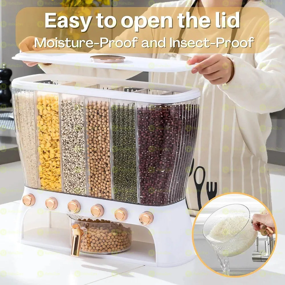 Clear Six Grid Dry Food Dispenser