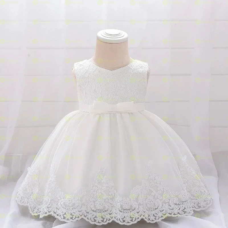 Solid or Color Block Lace Decor Baby Party Dress