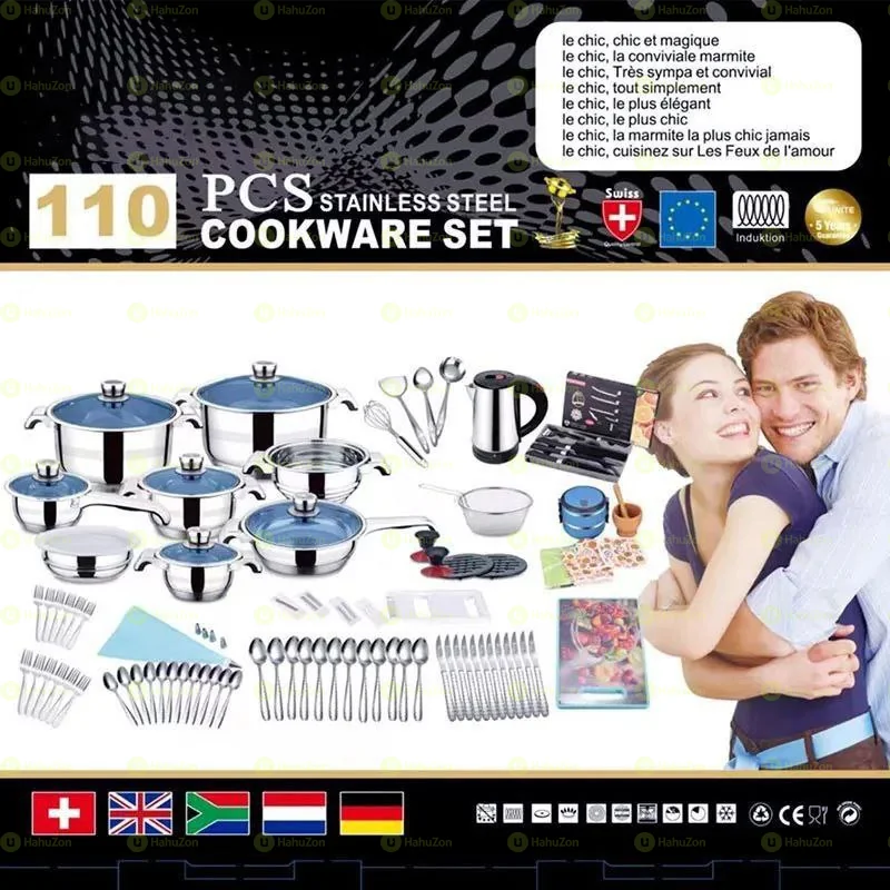 ኳሊቲ የሆኑ 110 ፍሬ የያዘ የድስት እና ቢላ  ማንኪያ ሹካ  ፓኬጅ