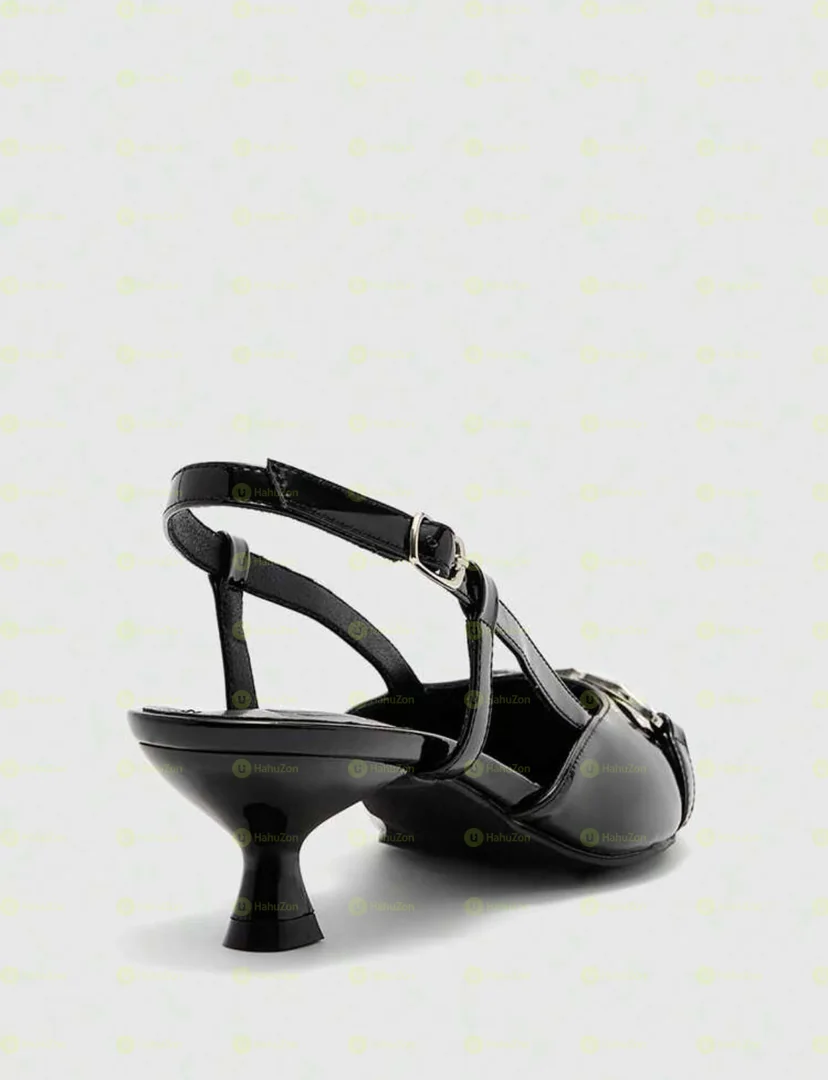 Chain Decor Pointed Toe Kitten Women's Heel