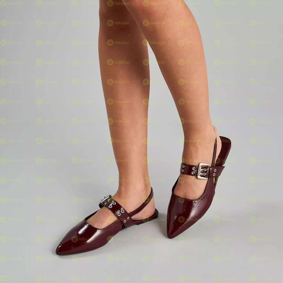Max Pointy Toe Buckle Sling Back Women's Flat