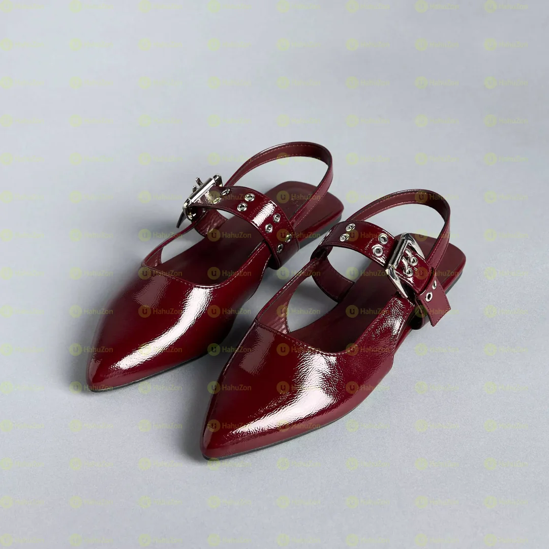 Max Pointy Toe Buckle Sling Back Women's Flat