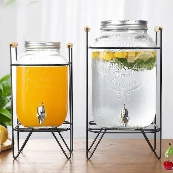 Glass Dispenser Jar with Rack