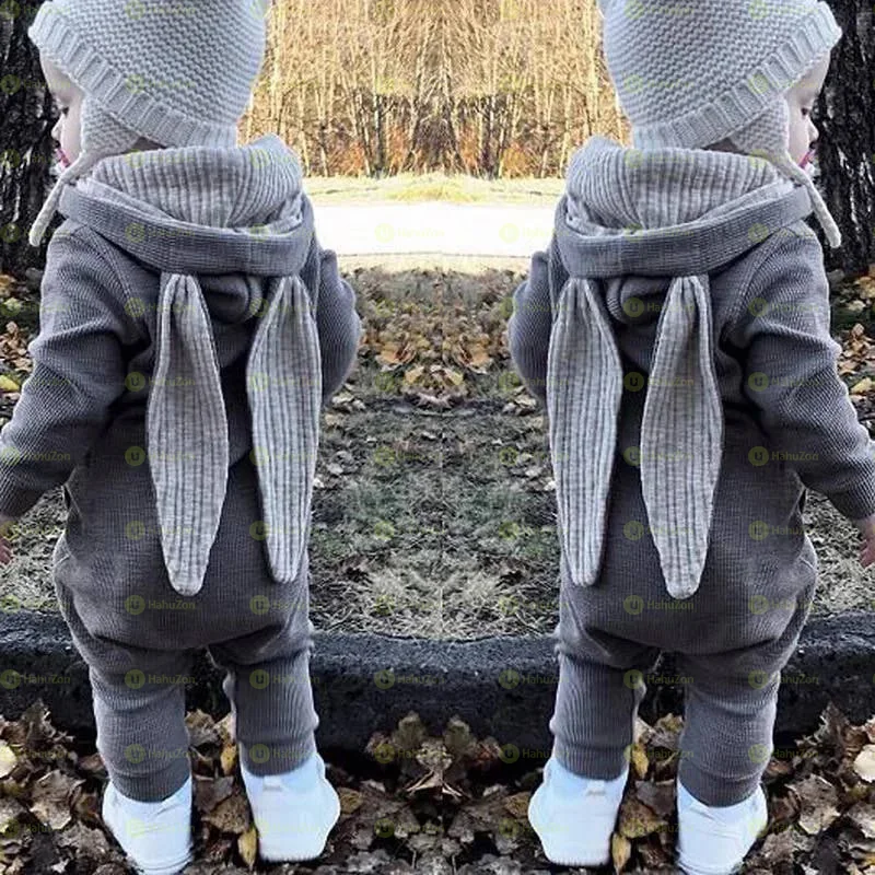 Unisex Winter Rabbit Ear Romper