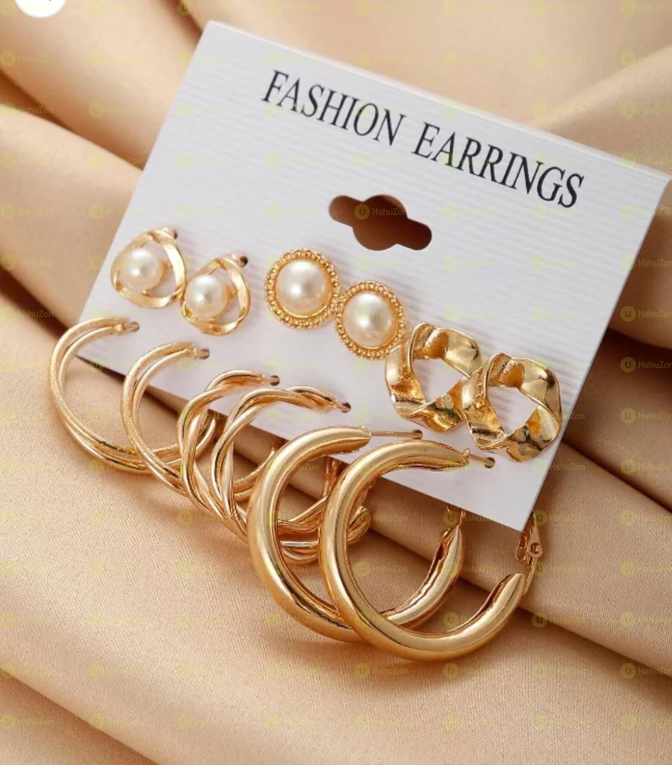 6pc Gold Earrings