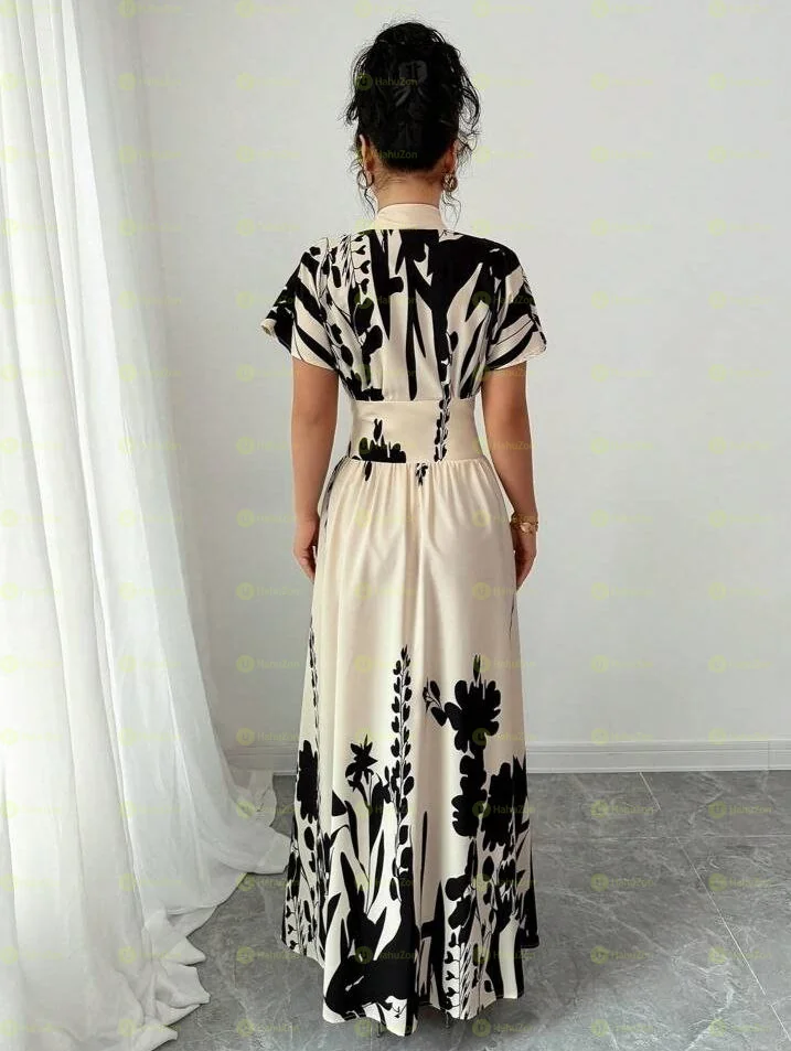 Classic Elegant Print Maxi Dress