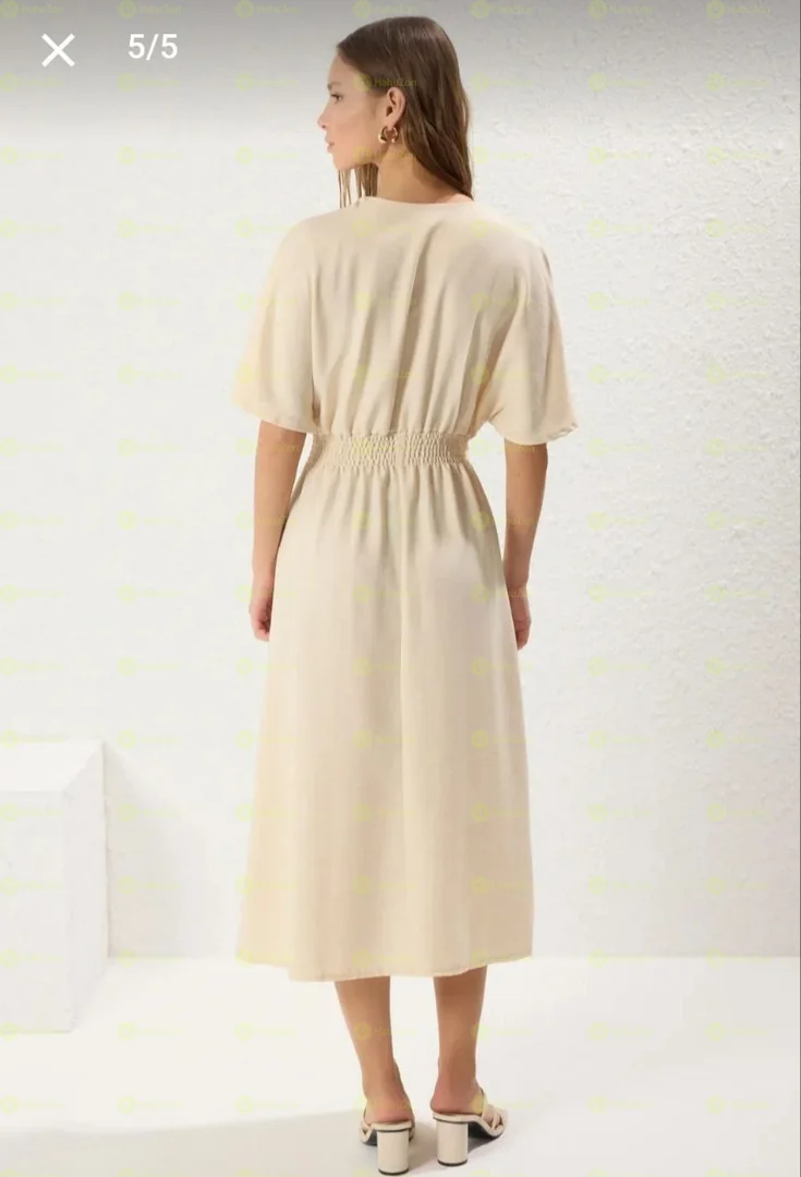 Linen Look A-line Midi Dress