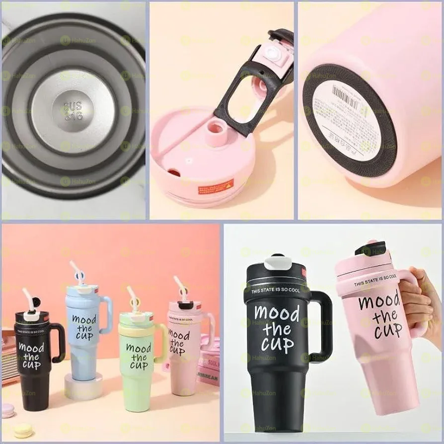 Double Layer Stainless Still Isolated Tumblers With Straw Cup