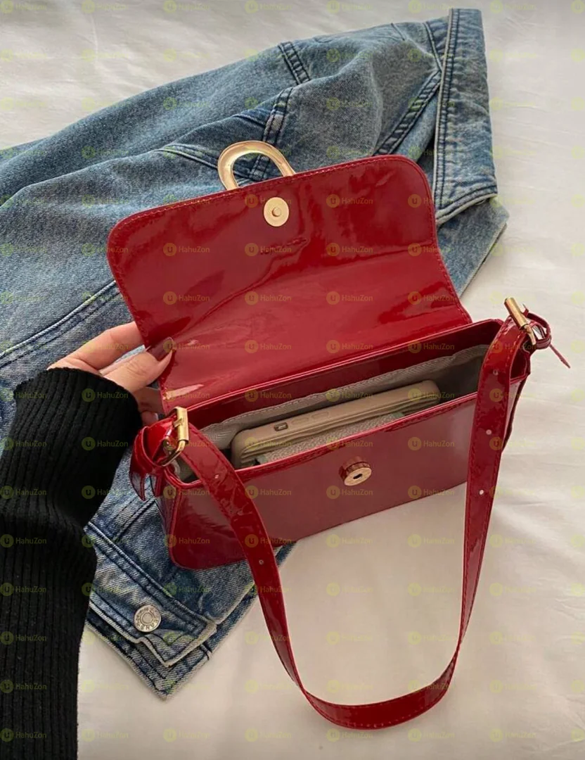 Shoulder Sling Bag With Golden Accent