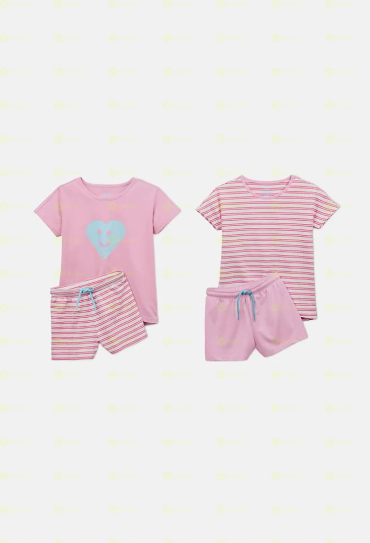 Tchibo Kid Girls 2 Pairs Printed Top And Short Set