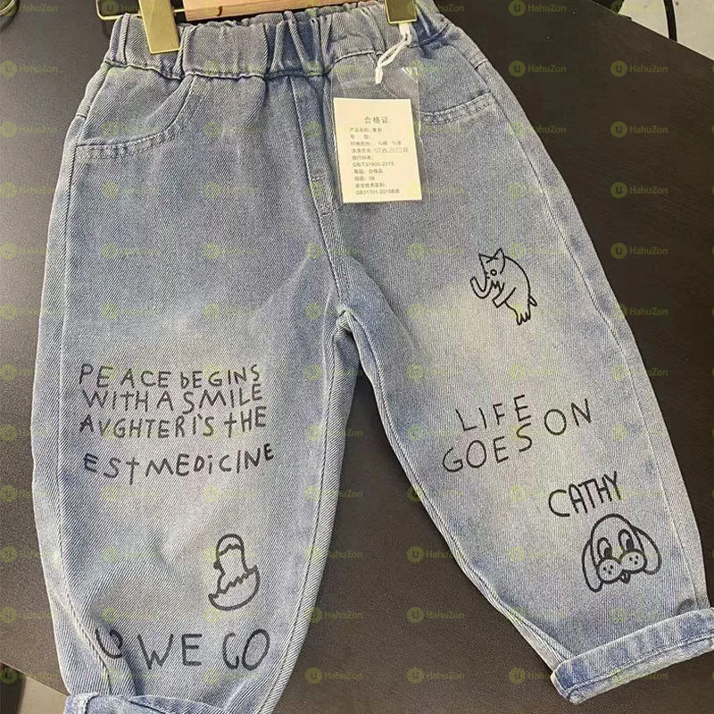 Toddler Boys Polihed Jeans Versatile Pants