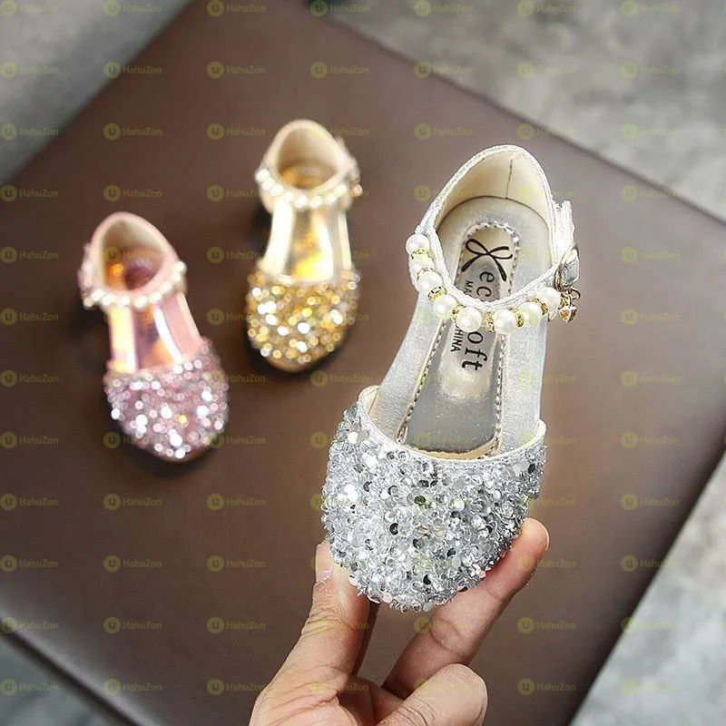 Girls Pearl Decor Tie Princess Sandals
