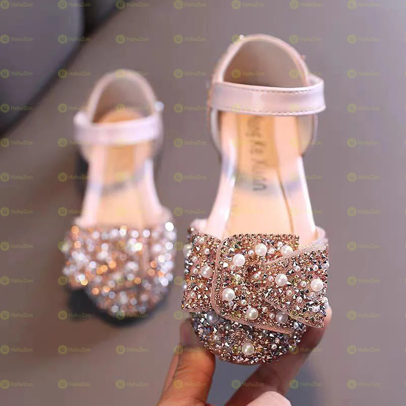 Girls Pearl Decor Tie Princess Sandals