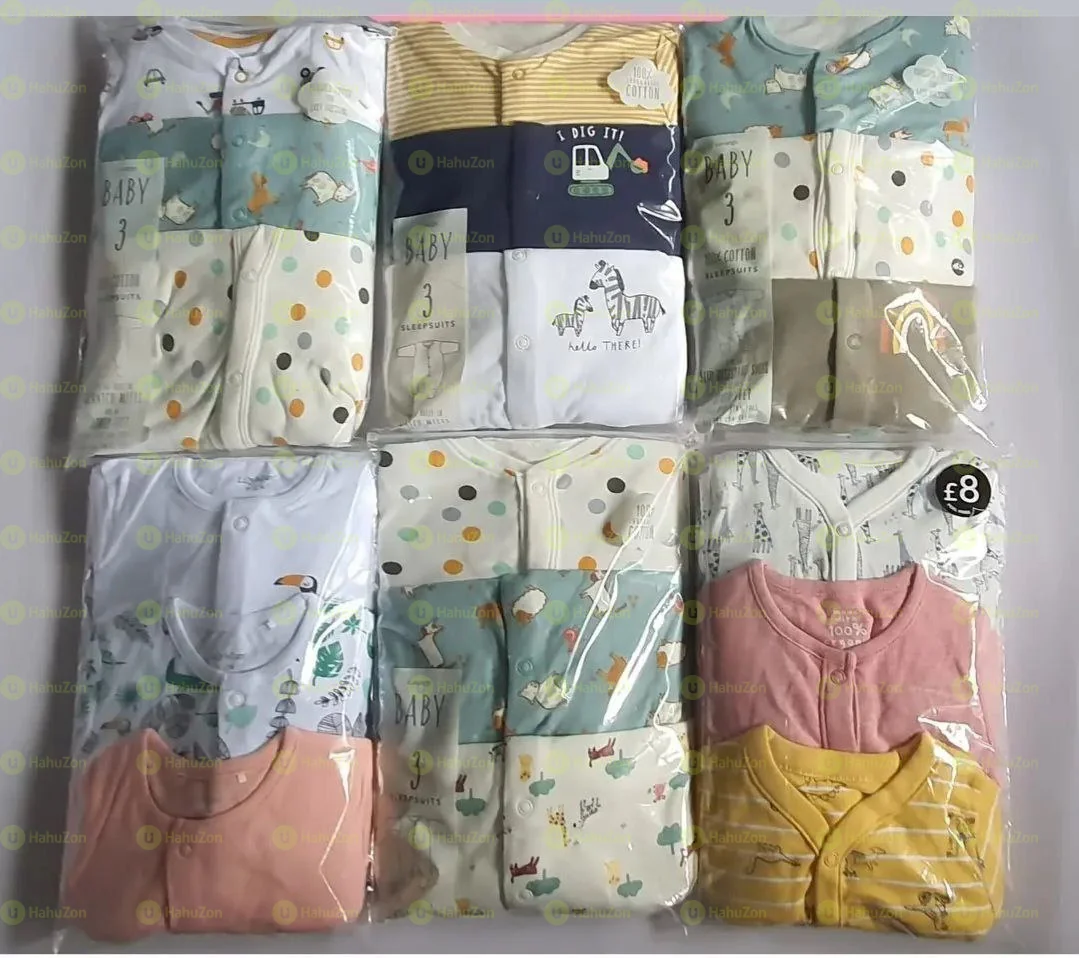 3Pcs Newborn Baby Foot Wrapped Jumpsuit