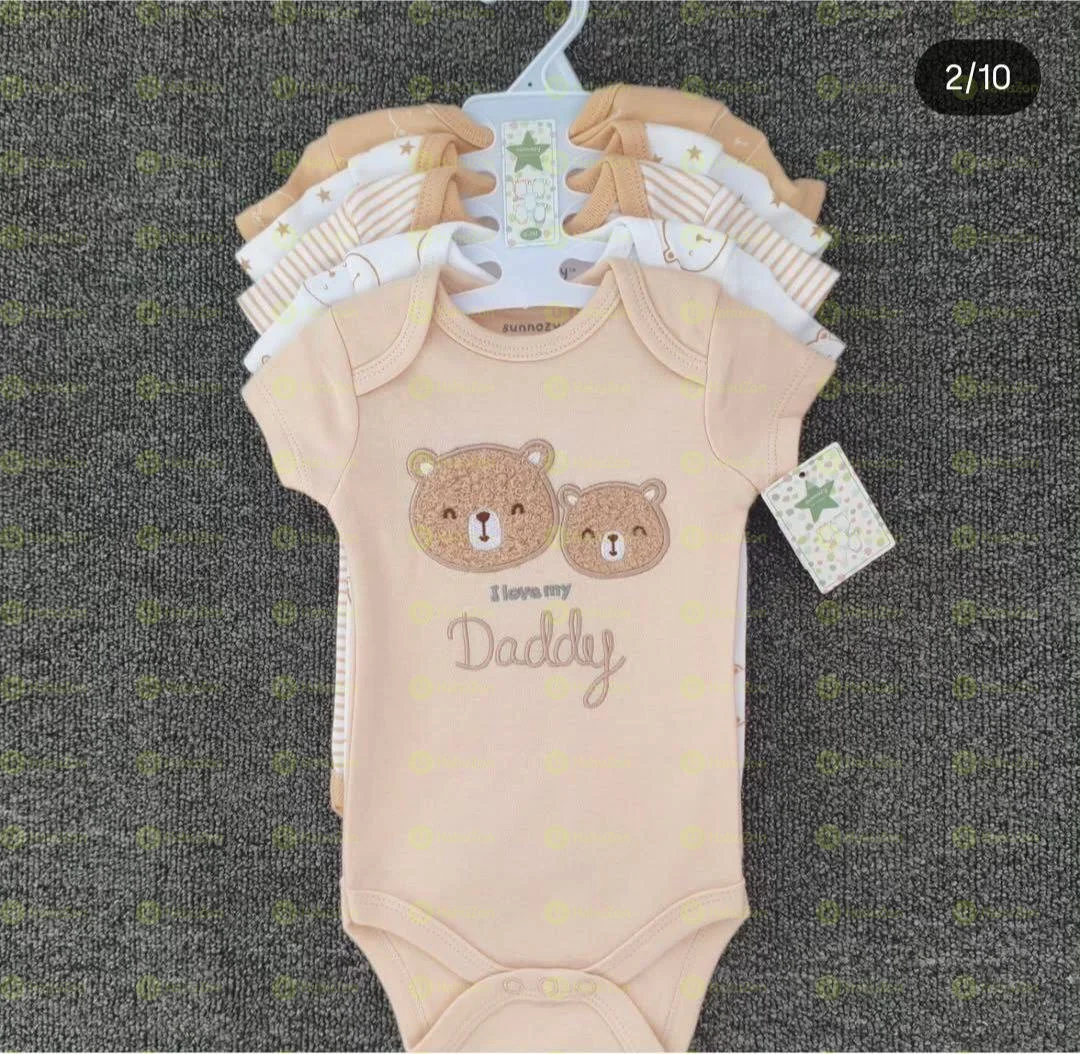 Sunnozy Premium Cotton Diaper T-Shirt Romper 5Pcs Pk