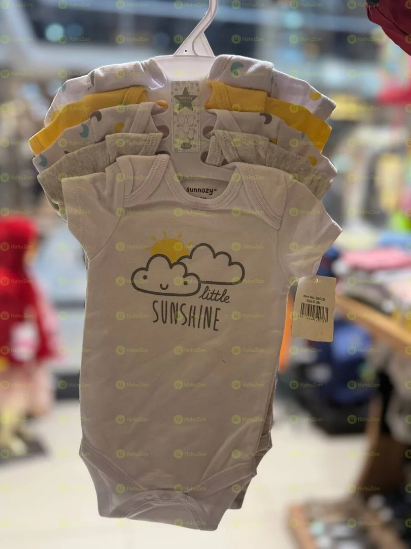 Sunnozy Premium Cotton Diaper T-Shirt Romper 5Pcs Pk