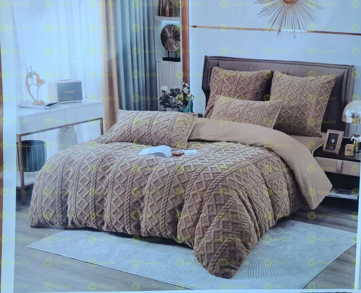 3 Pcs Geometric Fluffy Fleece Comforter Set