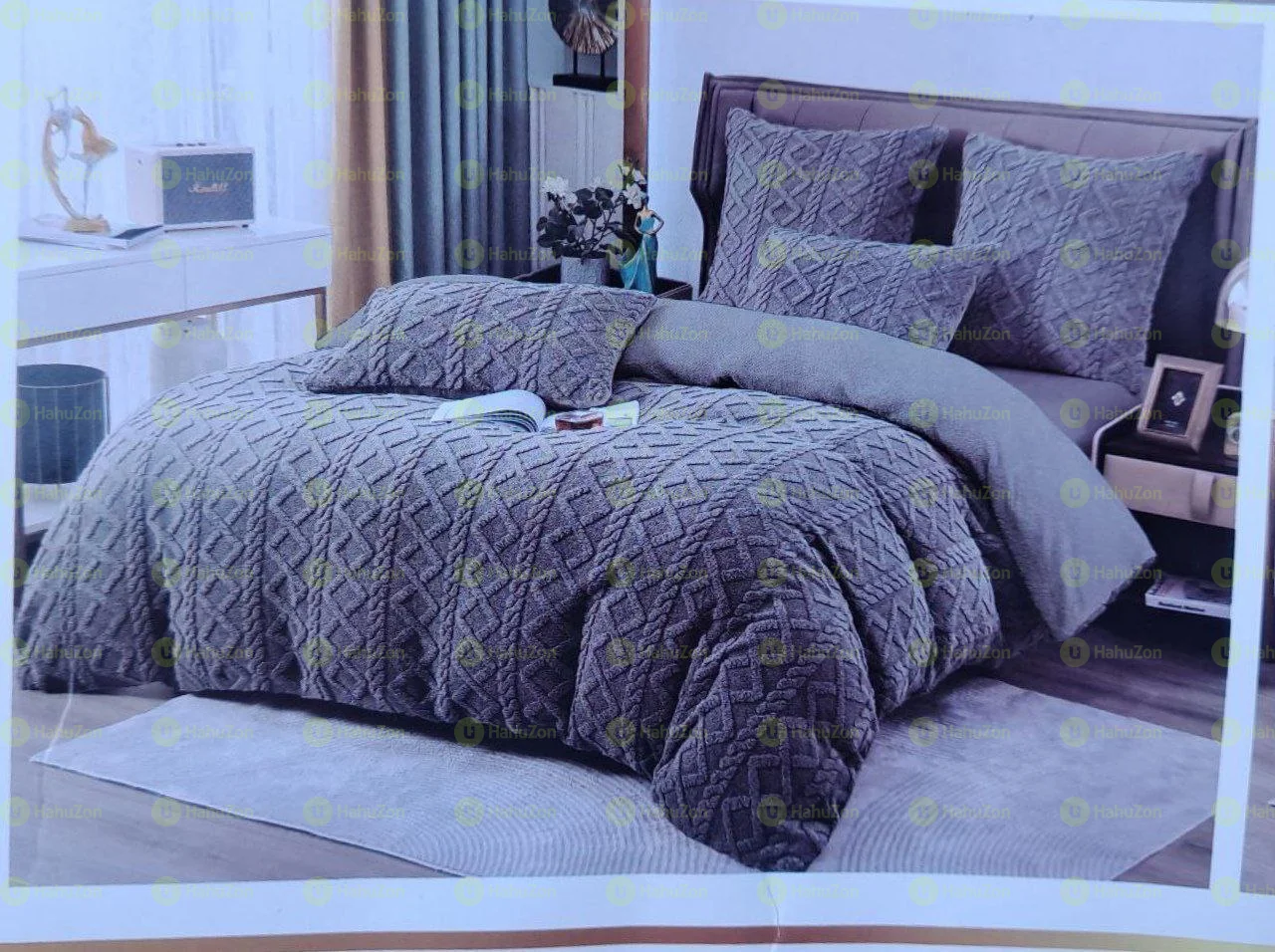 3 Pcs Geometric Fluffy Fleece Comforter Set