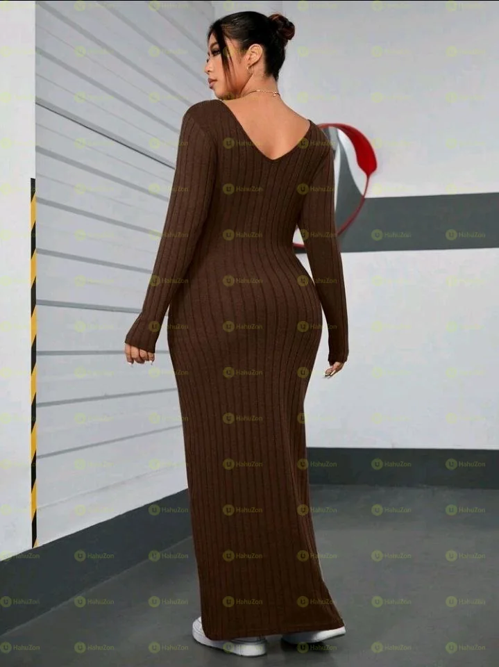 Plus Size V-Neck Bodycon Dress