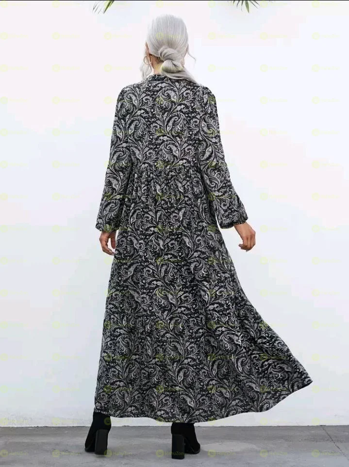 Allover Print Button Front Dress