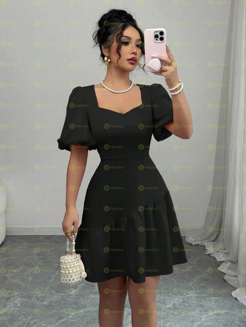 Puff Sleeved A-Line Dress